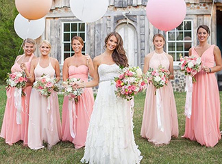pink and yellow bridesmaid dresses