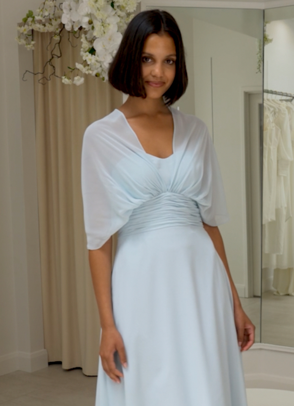 Azazie Fifi Brautjungfernkleider Wandelbar A-Linie Schulterfrei Chiffon Kleid Scharlachrot image1