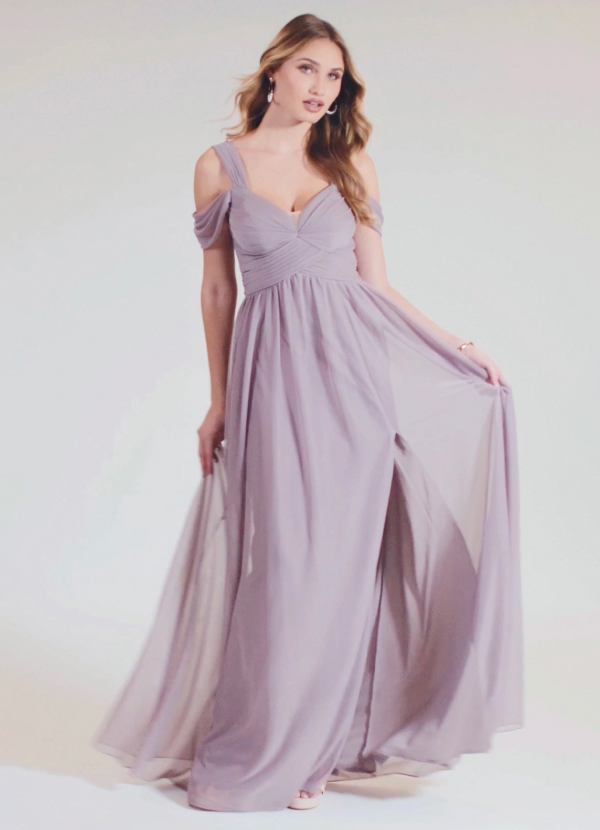 Lianne A-Line Off the Shoulder Mesh Dress