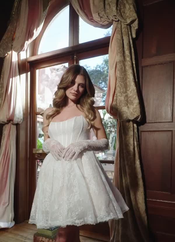 Azazie Clover Diamond White Ball-Gown Strapless Lace Dress | Azazie