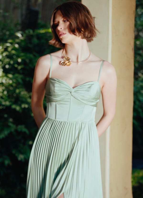 Tyla Azure Blue Pleated Maxi Dress image1