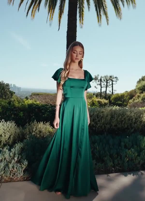 Azazie Bondi Vestidos de damas de honor Vestido de Butter de Satén Elástico de Corte en A con Lazo image1