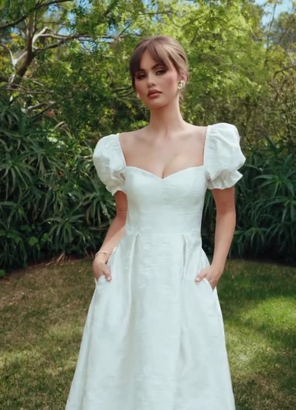 Charly Ivory Pearl Midi Dress | Azazie